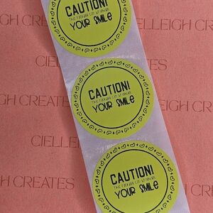 Caution This Package Can Brighten Your Smile  Packaging Sticker Label